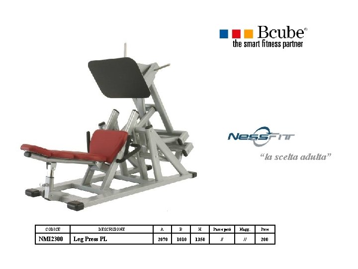 “la scelta adulta” CODICE NMI 2300 DESCRIZIONE Leg Press PL A B H Pacco “la scelta adulta” CODICE NMI 2300 DESCRIZIONE Leg Press PL A B H Pacco