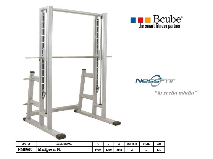 “la scelta adulta” CODICE NMI 9600 DESCRIZIONE Multipower PL A B H Pacco pesi “la scelta adulta” CODICE NMI 9600 DESCRIZIONE Multipower PL A B H Pacco pesi