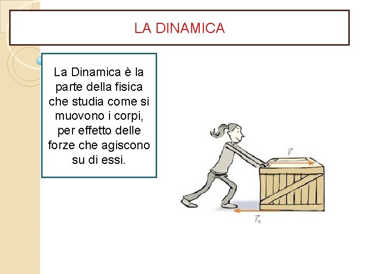 LA DINAMICA La Dinamica è la parte della fisica che studia come si muovono