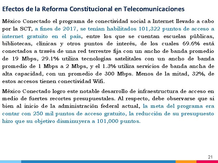 Efectos de la Reforma Constitucional en Telecomunicaciones México Conectado el programa de conectividad social