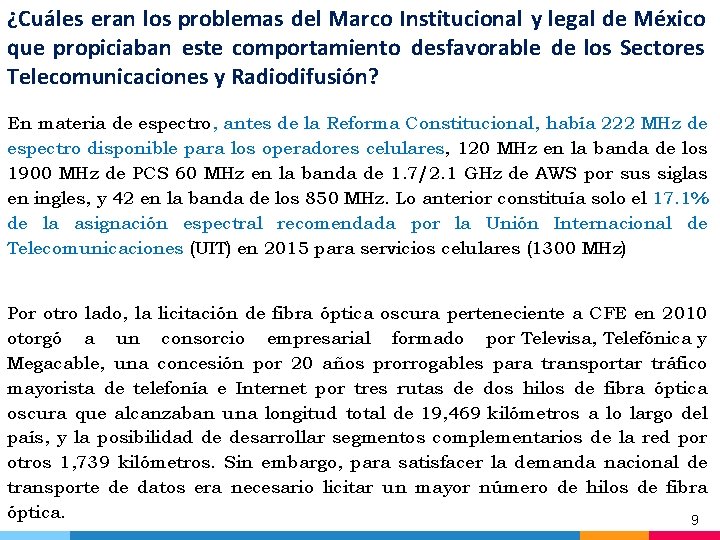 ¿Cuáles eran los problemas del Marco Institucional y legal de México que propiciaban este