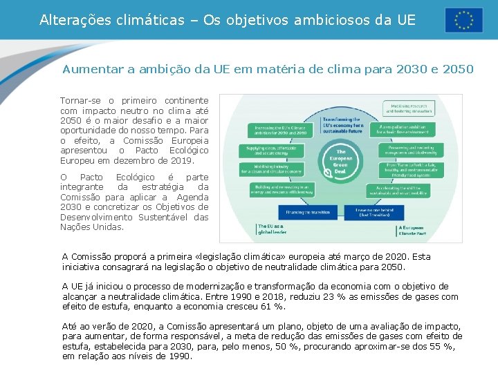 Alterações climáticas – Os objetivos ambiciosos da UE Aumentar a ambição da UE em Alterações climáticas – Os objetivos ambiciosos da UE Aumentar a ambição da UE em
