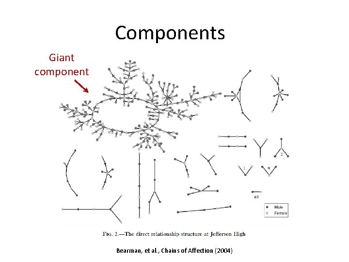 Components Giant component Bearman, et al. , Chains of Affection (2004) Components Giant component Bearman, et al. , Chains of Affection (2004)
