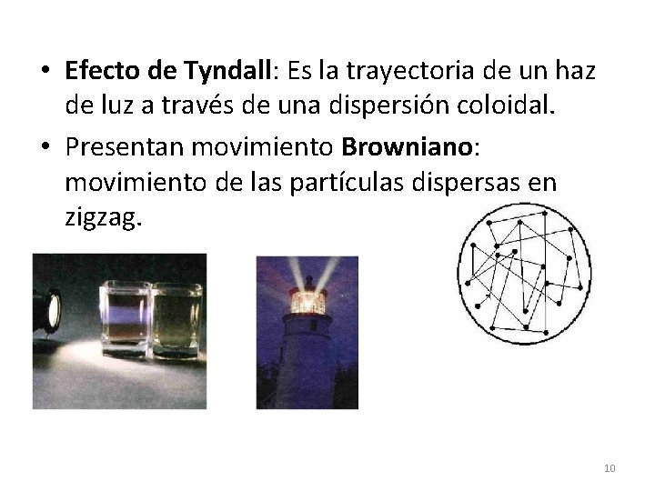  • Efecto de Tyndall: Es la trayectoria de un haz de luz a