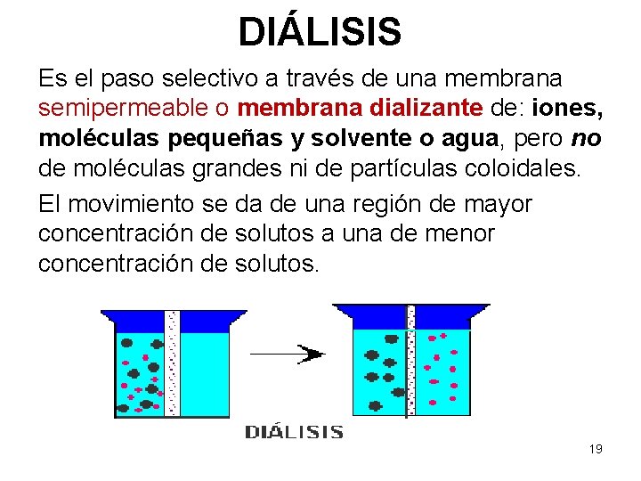 DIÁLISIS Es el paso selectivo a través de una membrana semipermeable o membrana dializante