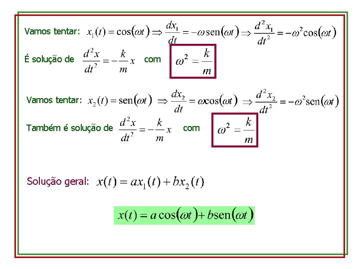 Vamos tentar: É solução de com Vamos tentar: Também é solução de Solução geral: