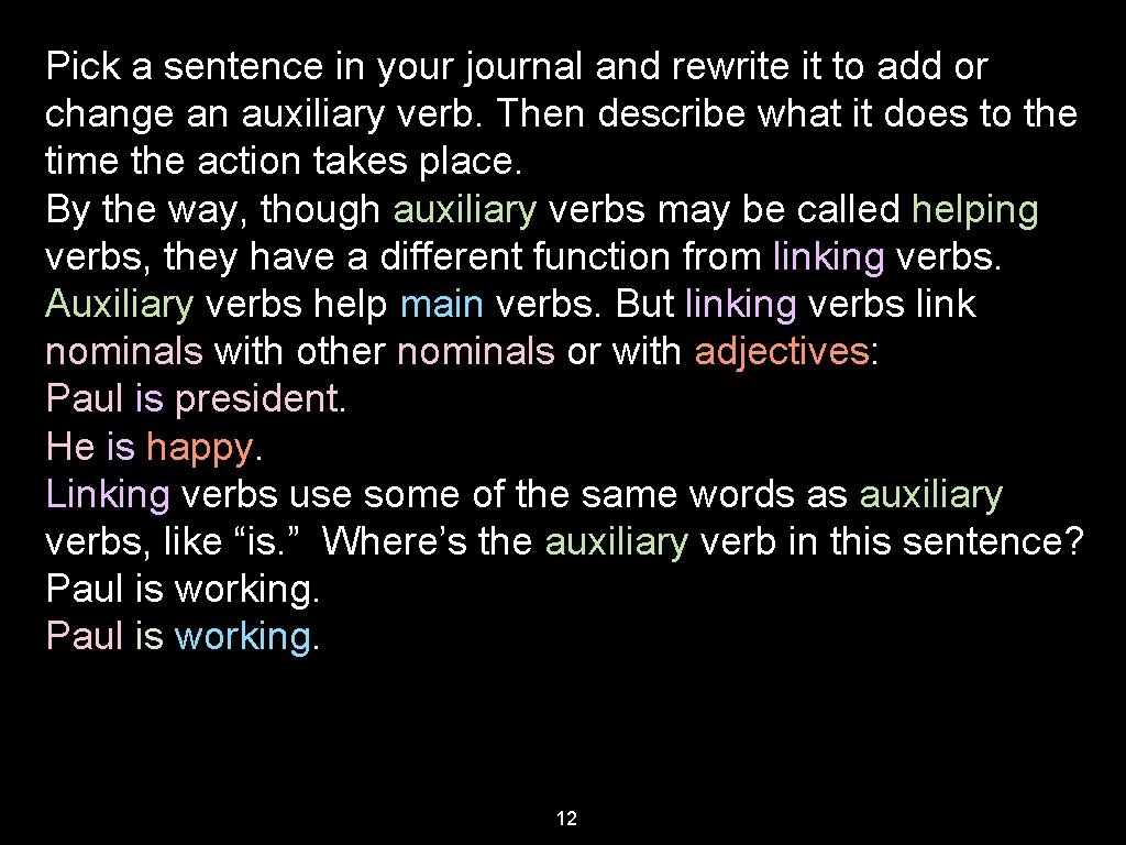 Pick a sentence in your journal and rewrite it to add or change an