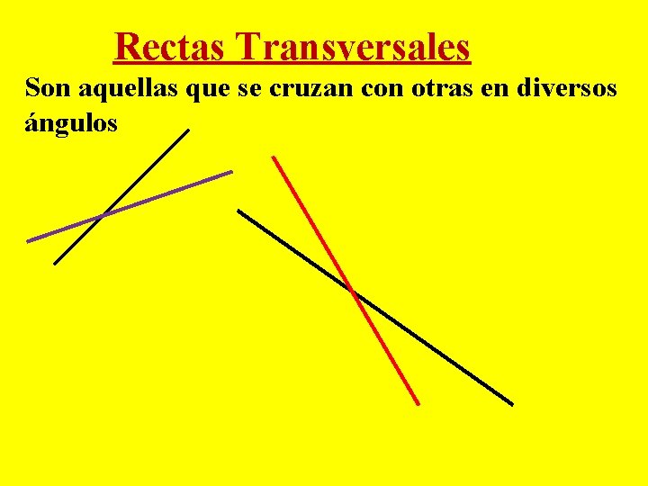 Rectas Transversales Son aquellas que se cruzan con otras en diversos ángulos 