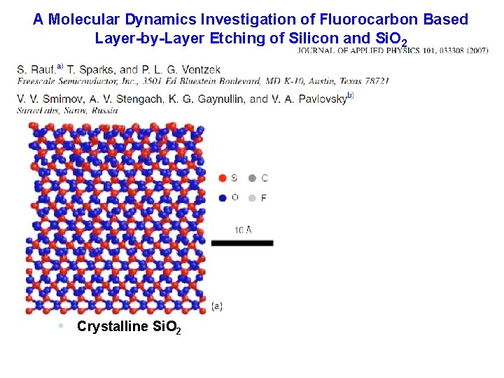 A Molecular Dynamics Investigation of Fluorocarbon Based Layer-by-Layer Etching of Silicon and Si. O