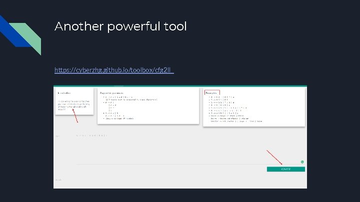Another powerful tool https: //cyberzhg. github. io/toolbox/cfg 2 ll Another powerful tool https: //cyberzhg. github. io/toolbox/cfg 2 ll