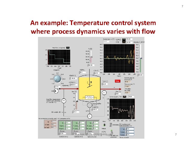 7 An example: Temperature control system where process dynamics varies with flow Aut. tek.