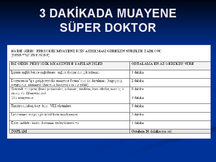 3 DAKİKADA MUAYENE SÜPER DOKTOR 