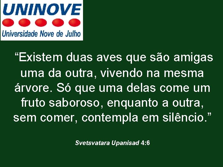 “Existem duas aves que são amigas uma da outra, vivendo na mesma árvore. Só