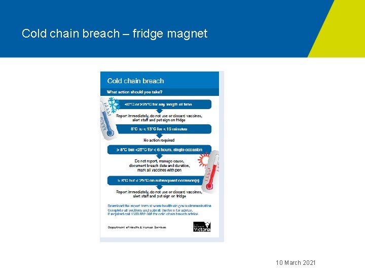 Cold chain breach – fridge magnet 10 March 2021 