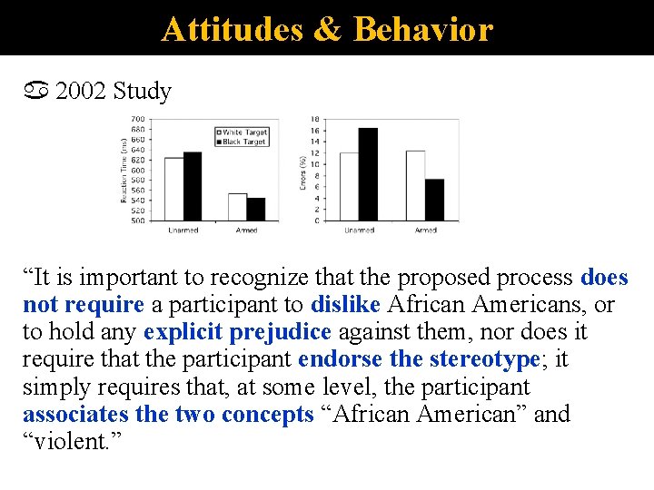Attitudes & Behavior 2002 Study “It is important to recognize that the proposed process