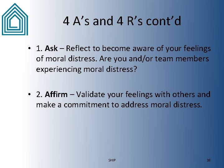 4 A’s and 4 R’s cont’d • 1. Ask – Reflect to become aware