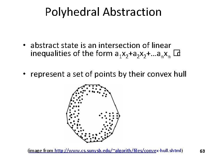 Polyhedral Abstraction • abstract state is an intersection of linear inequalities of the form