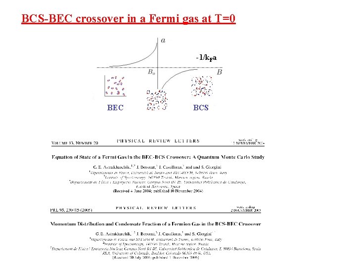 BCS-BEC crossover in a Fermi gas at T=0 -1/k. Fa BEC BCS 