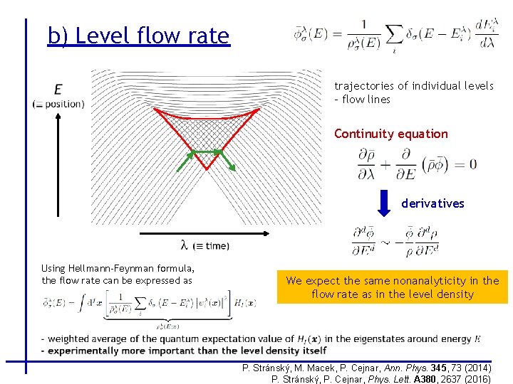 b) Level flow rate trajectories of individual levels – flow lines Continuity equation derivatives