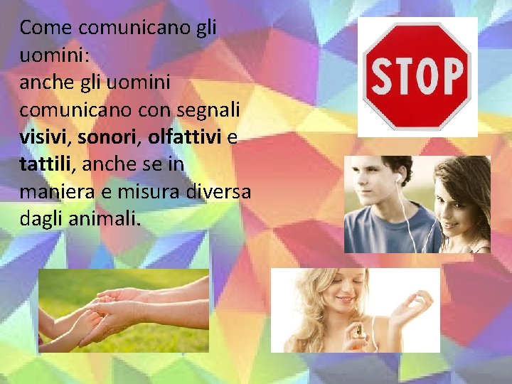 Come comunicano gli uomini: anche gli uomini comunicano con segnali visivi, sonori, olfattivi e