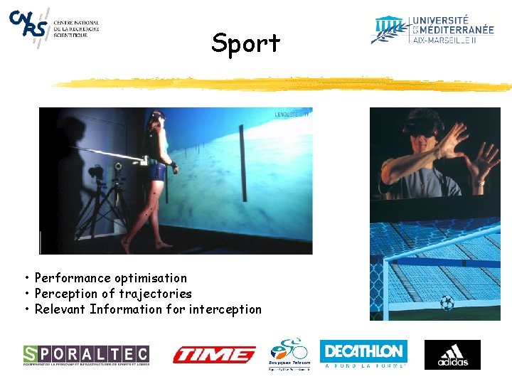 Sport • Performance optimisation • Perception of trajectories • Relevant Information for interception 