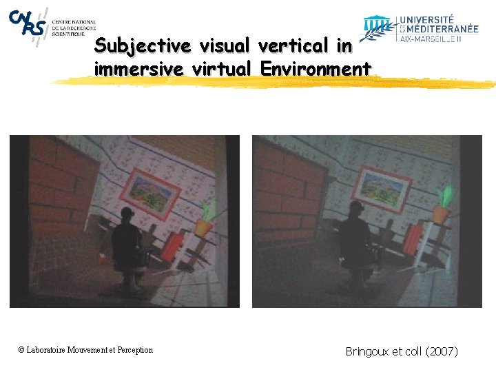 Subjective visual vertical in immersive virtual Environment © Laboratoire Mouvement et Perception Bringoux et