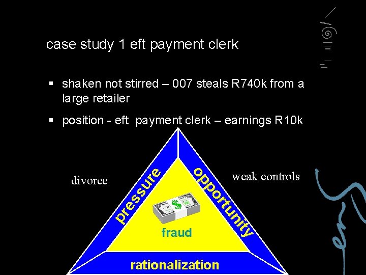 case study 1 eft payment clerk § shaken not stirred – 007 steals R