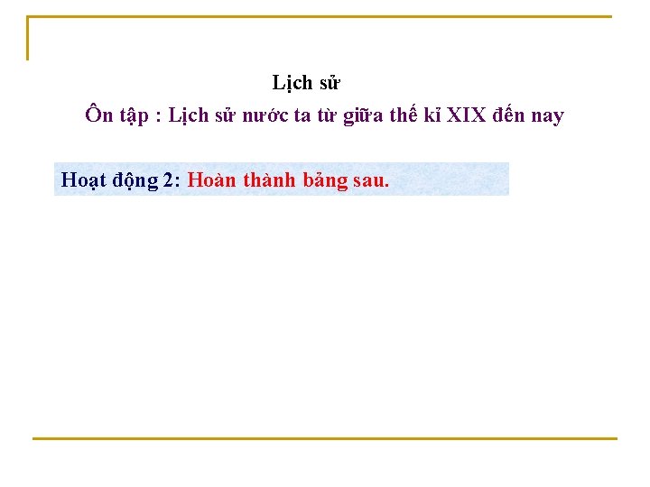 Lịch sử Ôn tập : Lịch sử nước ta từ giữa thế kỉ XIX