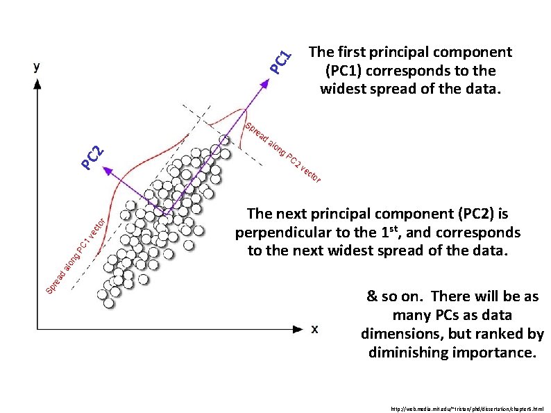 PC 1 The first principal component (PC 1) corresponds to the widest spread of