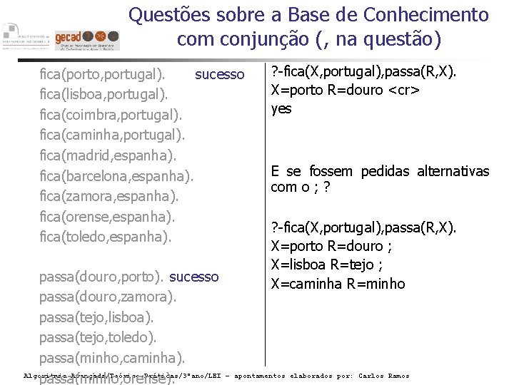 Questões sobre a Base de Conhecimento com conjunção (, na questão) fica(porto, portugal). sucesso