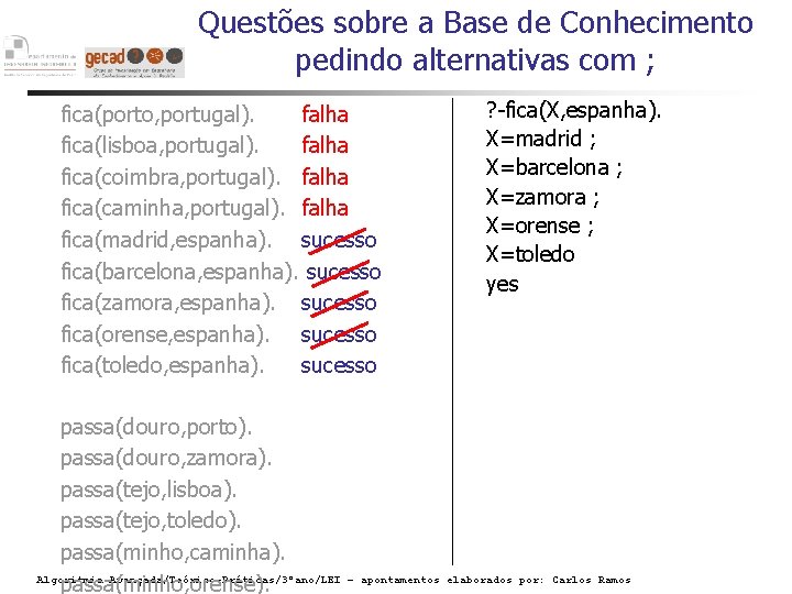 Questões sobre a Base de Conhecimento pedindo alternativas com ; fica(porto, portugal). falha fica(lisboa,
