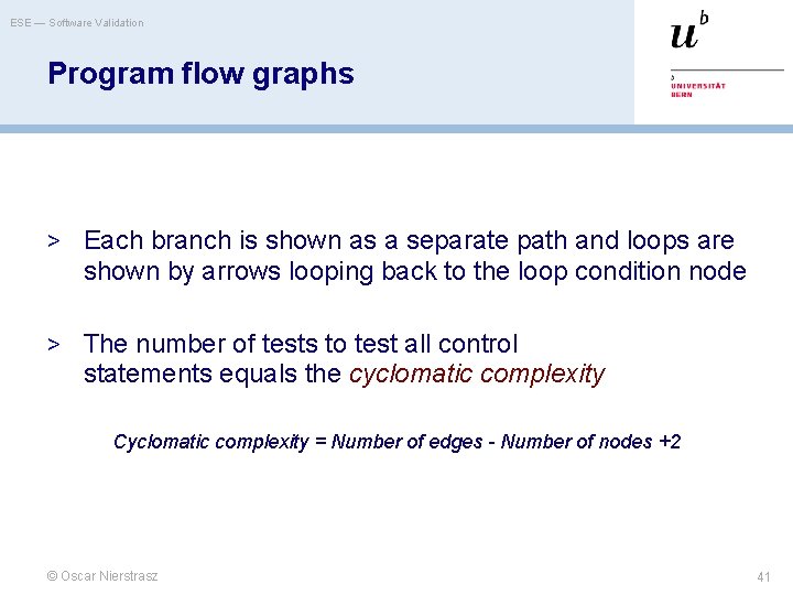 ESE — Software Validation Program flow graphs > Each branch is shown as a