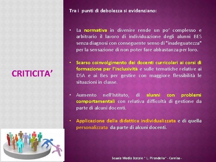 Tra i punti di debolezza si evidenziano: • La normativa in divenire rende un Tra i punti di debolezza si evidenziano: • La normativa in divenire rende un