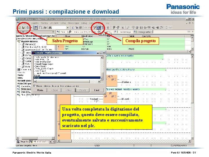 Primi passi : compilazione e download Salva Progetto Compila progetto Una volta completata la