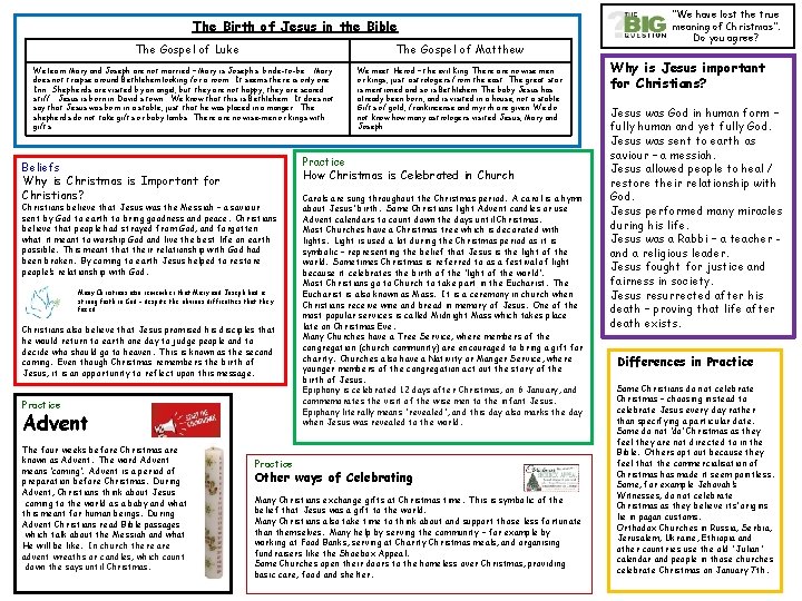 The Birth of Jesus in the Bible The Gospel of Luke The Gospel of