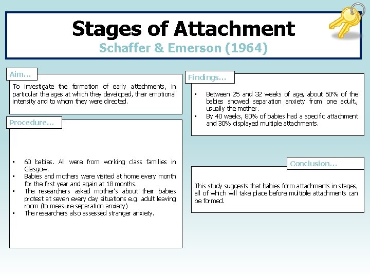 Stages of Attachment Schaffer & Emerson (1964) Aim… To investigate the formation of early