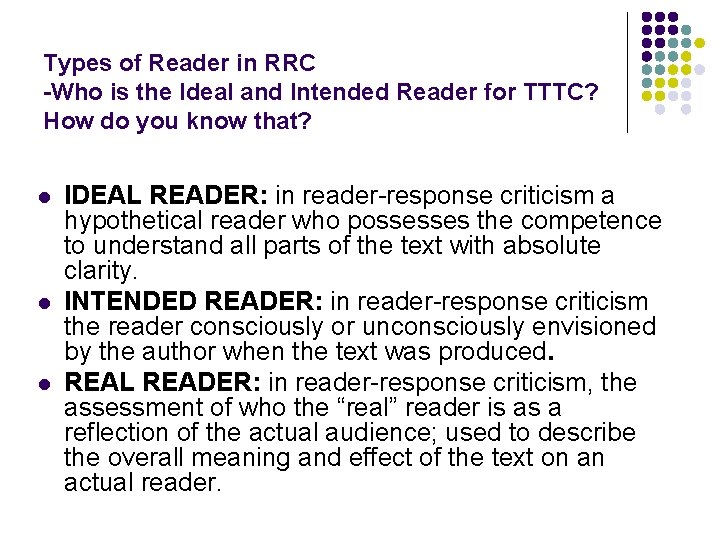 Types of Reader in RRC -Who is the Ideal and Intended Reader for TTTC?