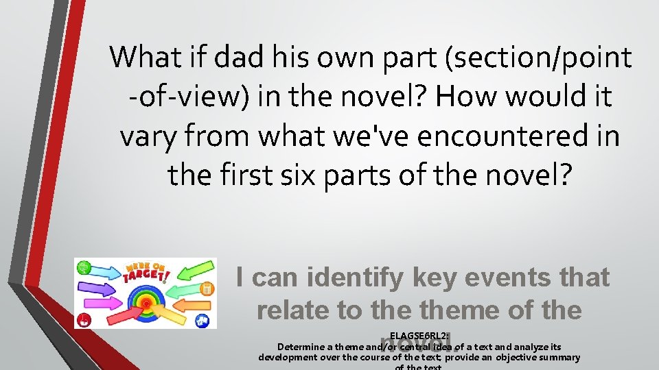 What if dad his own part (section/point -of-view) in the novel? How would it