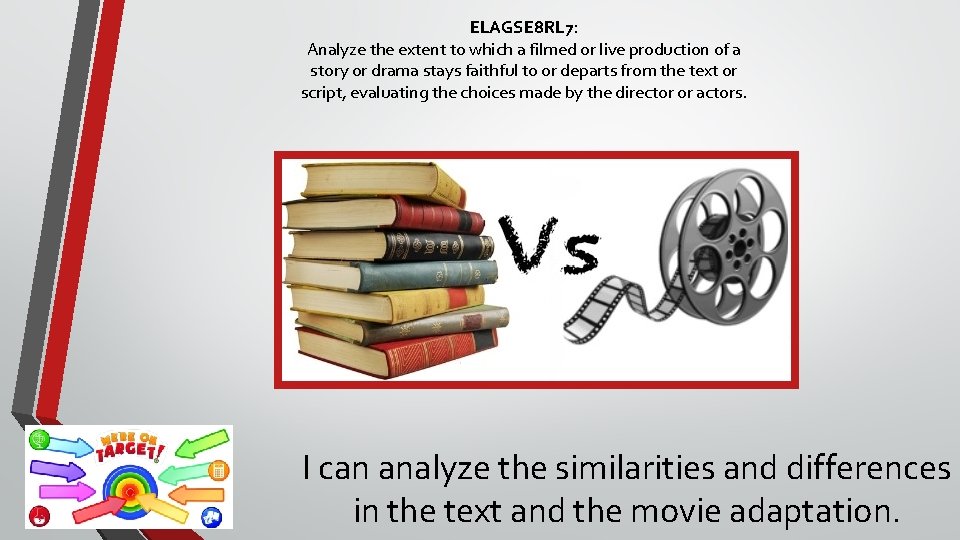 ELAGSE 8 RL 7: Analyze the extent to which a filmed or live production