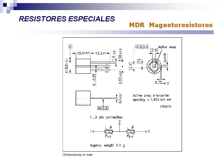 RESISTORES ESPECIALES MDR Magnetoresistores 