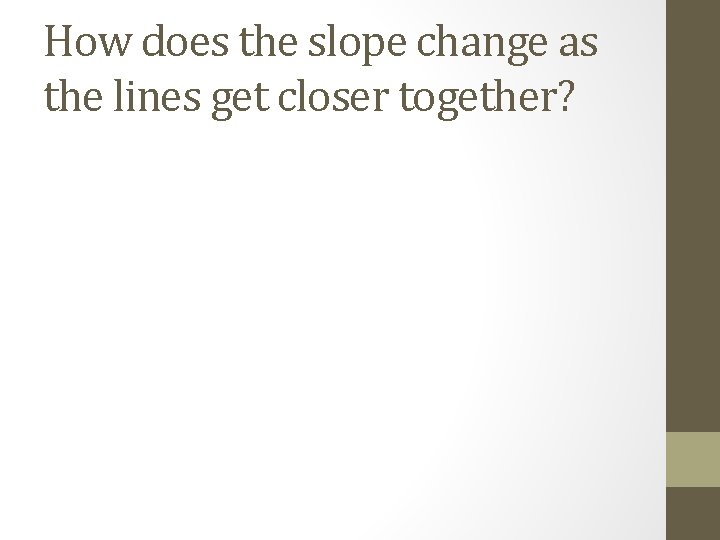 How does the slope change as the lines get closer together? 