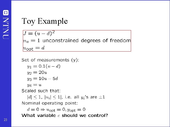 Toy Example 23 Toy Example 23