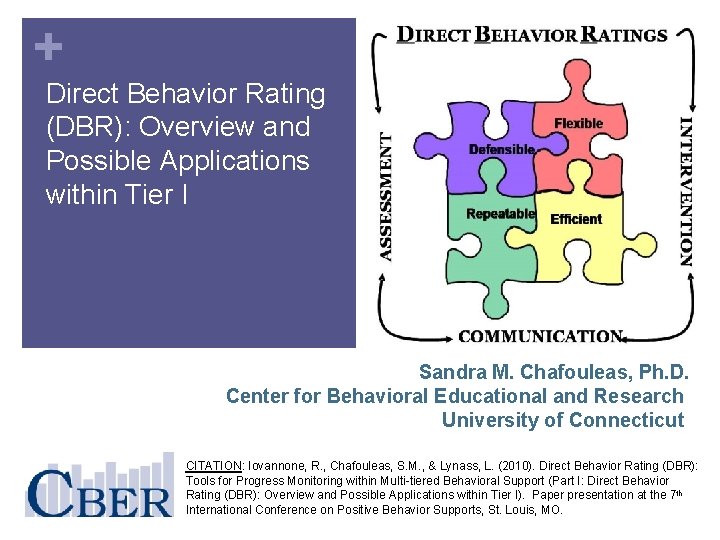 + Direct Behavior Rating (DBR): Overview and Possible Applications within Tier I Sandra M.
