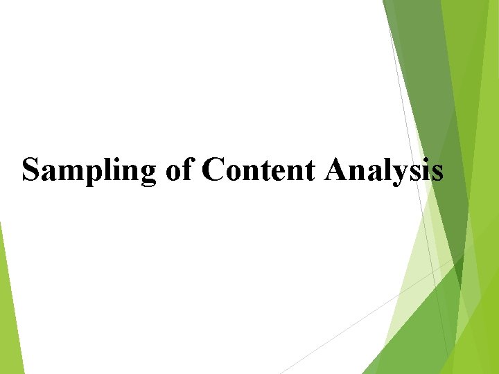 Sampling of Content Analysis 