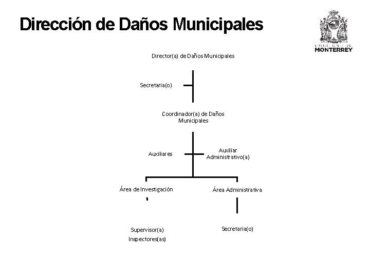 Dirección de Daños Municipales Director(a) de Daños Municipales Secretaria(o) Coordinador(a) de Daños Municipales Auxiliar