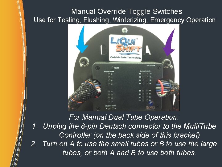 Manual Override Toggle Switches Use for Testing, Flushing, Winterizing, Emergency Operation For Manual Dual Manual Override Toggle Switches Use for Testing, Flushing, Winterizing, Emergency Operation For Manual Dual