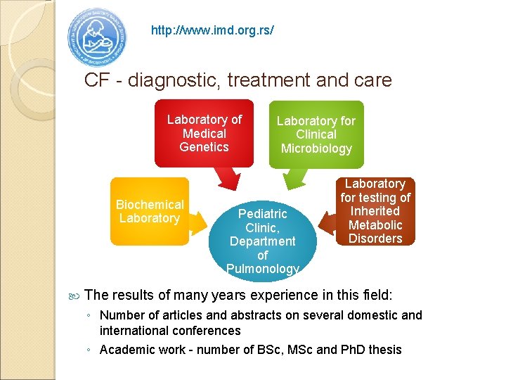 http: //www. imd. org. rs/ CF - diagnostic, treatment and care Laboratory of Medical