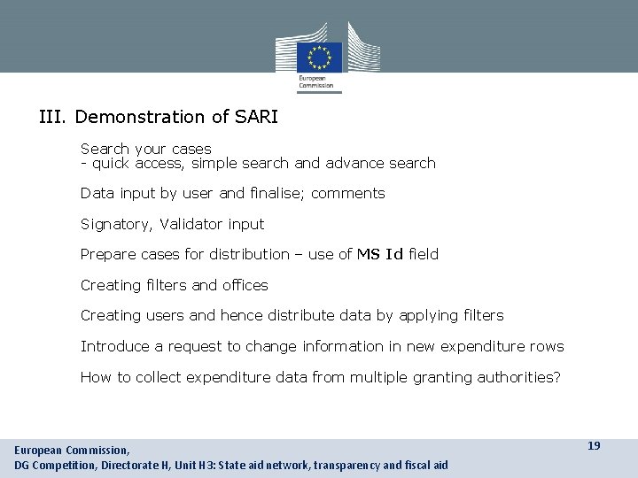 III. Demonstration of SARI A. Search your cases - quick access, simple search and