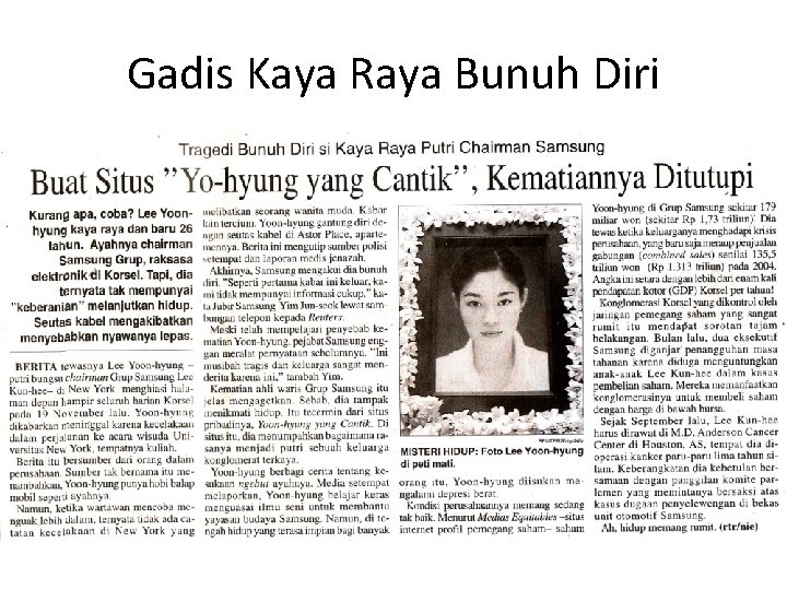 Gadis Kaya Raya Bunuh Diri 