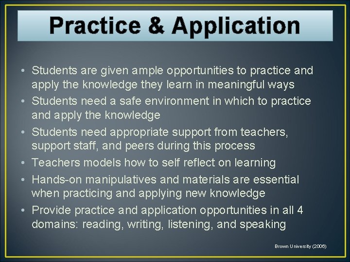 Practice & Application • Students are given ample opportunities to practice and apply the